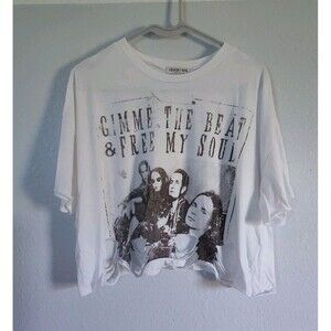 Fashion Nova Graphic White Tee Crop Top "Gimme The Beat  & Free My Soul" XL